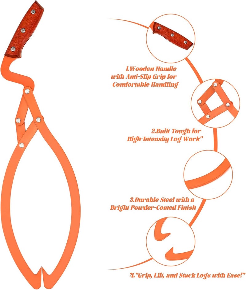 LEARNIBEE Store Log Tongs 13",Log Grabber, Log Lifter, Longging Tongs Loads Up to 330 Lbs, Anti Slip Log Lifting Hook for Handling Dragging Carrying Tool - Image 3